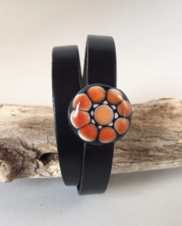 bracelet-cuir-leather-glassbead-jewellery-noirorange