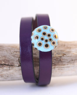 bracelet-cuir-leather-glassbead-jewellery-violet-turq